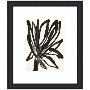 Kate and Laurel Framed Art Dark Floral by Alicia Bock, 23x27, Oliver Black Narrow - 1 of 4