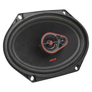 Cerwin-Vega® Mobile HED® Series 6-In. x 8-In. 360-Watt-Max 3-Way Coaxial Speakers, Black and Red, 2 Pack - 1 of 4