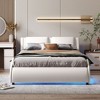 CAVINAS Full Size Platform Bed Sleek Wooden Bed Frame with Upholstered Headboard, LED Light and Faux Leather for Bedroom - 2 of 4