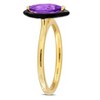 EVERLY JEWELRY | Yellow Plated Sterling Silver 1 CT TGW Marquise-Cut Amethyst Black Enamel Halo Ring - 2 of 4