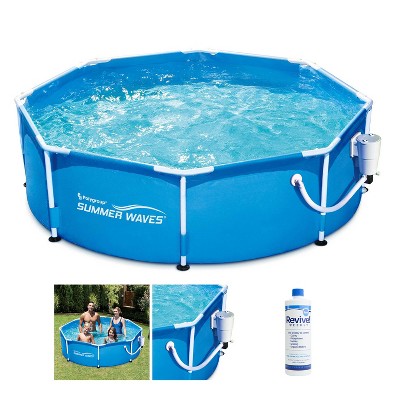 Summer Waves P2000830A Active 8ft x 30in Outdoor Round Frame Above Ground Swimming Pool Set with Filter Pump, Cartridge and Accessories
