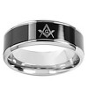 Men's West Coast Jewelry Stainless Steel with Blackplated Masonic Center Band Ring (8) - image 2 of 3