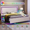 Bed Frame with Led Lights Headboard, Acrylic Mirror Accents - 4 of 4
