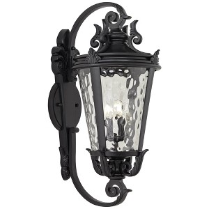 John Timberland Casa Marseille Vintage Rustic Outdoor Wall Light Fixture Textured Black 36" Clear Hammered Glass for Post Exterior Barn Deck House - 1 of 4