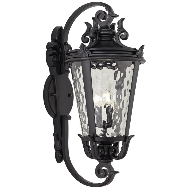 John Timberland Casa Marseille Vintage Rustic Outdoor Wall Light Fixture Textured Black 36" Clear Hammered Glass for Post Exterior Barn Deck House, 1 of 9