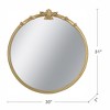 JUJABU 30x31" Round Wall Mirror with Gold Finish and Decorative Leaf Crest - 2 of 4