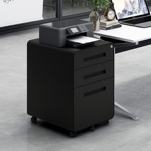 NicBex 3 Drawer Mobile File Cabinet with Casters,Office Cabinet with Grooved Handles and Locks and Keys,Filing Cabinet for Home Office - 1 of 4