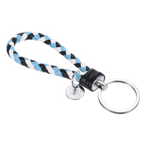 Unique Bargains Braided PU Leather Wallet Keychain with Stainless Steel Key Ring - 1 of 3