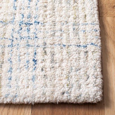 Ivory Abstract Tufted Wool Round Area Rug 95"