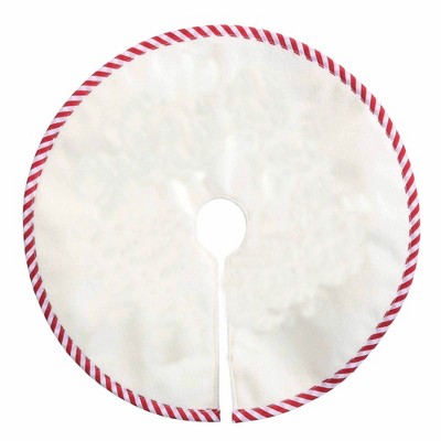 White Felt Mini Snowflake Tree Skirt with Red and Green Embroidery