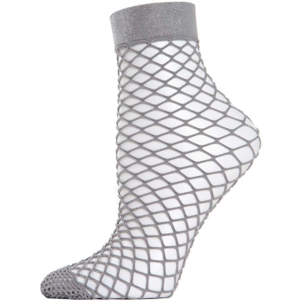 Memoi Women's All Net Shimmery Glitter Fishnet Anklet Sock