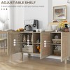 Sideboard Buffet Cabinet, Kitchen Cabinet, Coffee Bar Cabinet with 3 Rattan Doors and Adjustable Shelves, Natural Mixed - 4 of 4