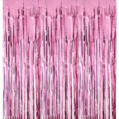 Unique Bargains Wedding Birthday Party Decoration Foil Fringe Backdrop Curtain 3 Pcs