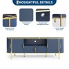 Wood Entertainment Center Media TV Console with Faux Marble Top Adjustable Shelves and Curved Profile Sliding Doors - 4 of 4