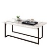 soscooter Modern Contemporary Style Coffee Table Legs Extending Out On The Table Top Lacquer Top Metal And Steel Structure White And Gun Metal Finish - 2 of 4