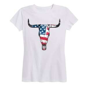 Women's - Country Casuals - American Flag ST-Shirtr Skull Short Sleeve Graphic T-Shirt - 1 of 4