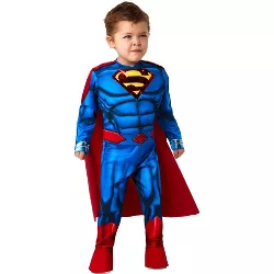 Toddler DC Comics Superman Deluxe Muscle Chest Halloween Costume Jumpsuit with Cape