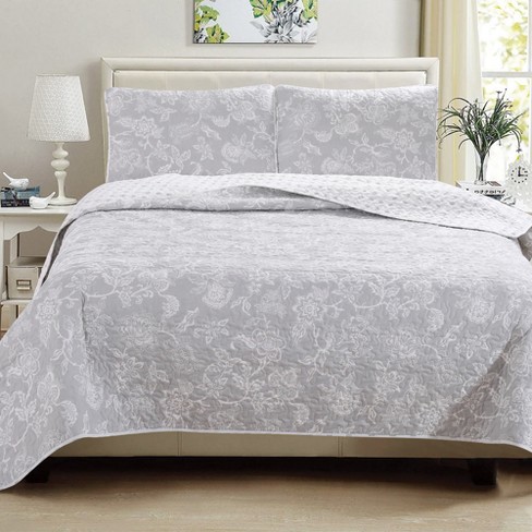 Great Bay Home All-season Reversible Quilt Set With Shams (king, Grey ...