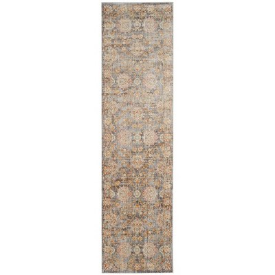 Vintage Light Brown and Multi Synthetic Runner Rug
