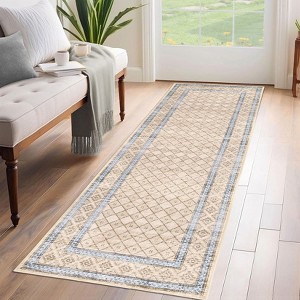 Border Geometric Area Rugs for Living Room Soft Washable Rug Low Pile Non-Slip Accent Rug for Bedroom - 1 of 4