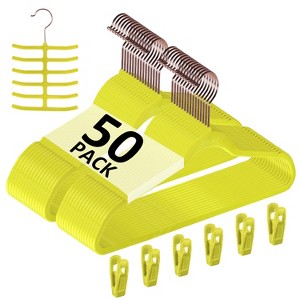 VECELO 25/30/50/60/100 pk Velvet Clothes Hangers Non Slip & Space-Saving Clothes Hangers with Finger Clips & Tie Rack 9 Color - 1 of 4
