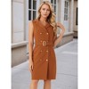 Allegra K Women's Sleeveless V Neck Notched Lapel Double Breasted Belted Work Office Dress - 2 of 4