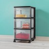 Sterilite Home Medium Size 3 Drawer Cart Plastic Rolling Stackable Storage Container with Casters for Laundry Room, Closet, and Pantry, Clear - 3 of 4