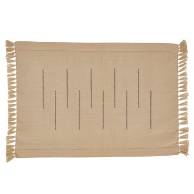 Natural Cotton Fringe Border Rectangle Placemats Set of 4