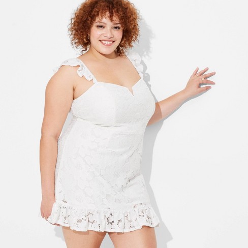 Women's Flutter Sleeve Lace Slip Dress - Wild Fable™ White 2x : Target