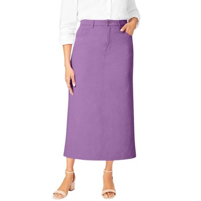 Jessica London Women's Plus Size Classic Cotton Denim Midi Skirt