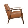 Brown Faux Leather Upholstered Accent Chair 1pc Seat Cushion Solid Rubberwood Frame Living Room Furniture - 4 of 4