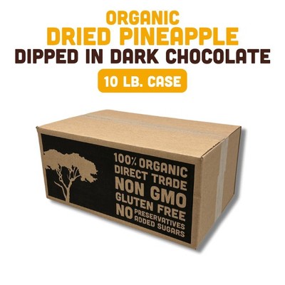 Mavuno Harvest Organic Dried Pineapple Dipped in Dark Chocolate Fruit Snacks, All Natural Vegan Treat, Bursting with Flavor - Bulk 10 LB PK