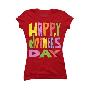 Junior's Design By Humans Happy Mother's Day Colorful Text By Yunta T-Shirt - 1 of 2