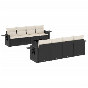 vidaXL 9 Piece Patio Sofa Set with Cushions Black and Cream Poly Rattan - 1 of 4