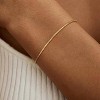 Gold Bracelets for Women Trendy, 14K Real Gold Plated Dainty Stackable Pearl Snake Chain CZ Heart Pendant Bracelets Adjustable 6"+2" - 3 of 4