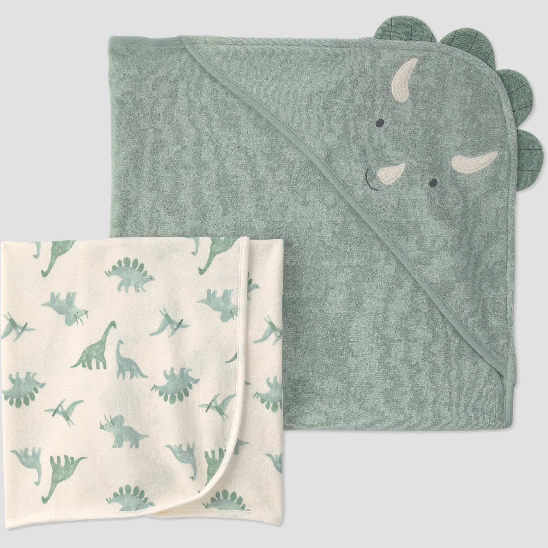 Carter's Just One You® Baby 2pk Hooded Towel - Green Dino