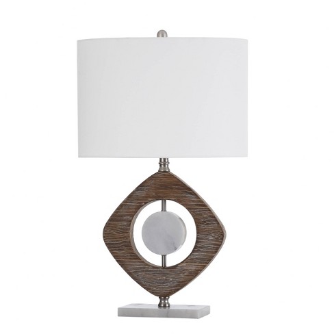 Glass/marble Disc Framed By Wood Moulded Table Lamp With Marble Base Stylecraft : Target