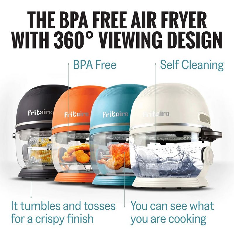 Fritaire Self-Cleaning Glass Bowl Air Fryer, 5 Qt, 6-in-1 Functions, BPA Free, Rotisserie, Tumbler, 3 of 19