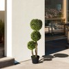 Artificial Boxwood Topiary Tree in Pot, Faux 3 Ball Boxwood Topiary Tree, Faux Shrubs Green Plants, Artificial Plant for Home Decor Indoor Outdoor - 2 of 4