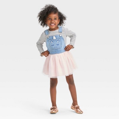 Oshkosh B'gosh Toddler Girls' Chambray Short Sleeve Tulle Dress