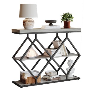GustoWave Industrial 3-Tier Console Table with Metal Frame, Sofa Table with Storage Shelf for Entryway, Hallway, or Living Room - 1 of 4