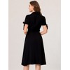 INSPIRE CHIC Women's Business Short Sleeve Pocket Belted Button Down Midi Shirt Dresses - 4 of 4