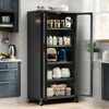 CAVINAS Kitchen Cabinet,6 Tier Storage Cabinet with Transparent Door,Adjustable Shelves and Wheels,Pantry Cabinet for Living Room,Dining Room - 2 of 4