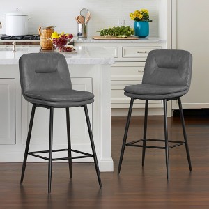 Arceso 1PC 26 Inch Bar Stools, Double-Layer Upholstered Counter Height Bar Stools for Kitchen Island, Faux Leather Barstools with Back and Footrest - 1 of 4