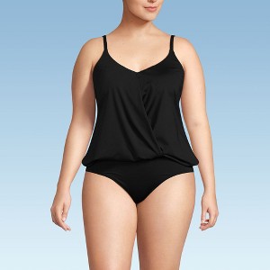 Lands' End Women's Chlorine Resistant Smoothing Control Blouson Fauxkini One Piece Swimsuit - 1 of 3