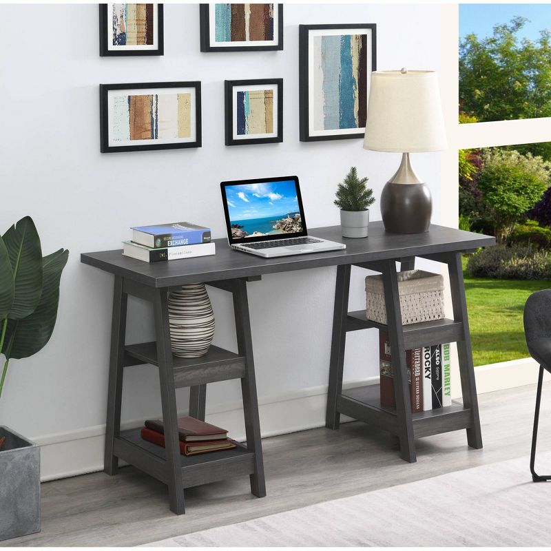 Designs2Go Double Trestle Desk with Shelves - Breighton Home, 3 of 9