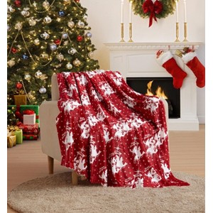 Kate Aurora Holiday Living Red Christmas Three Kings Plush Accent Throw Blanket - 50 in. W x 60 in. L - 1 of 3