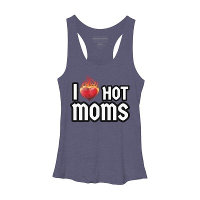 Women's Design By Humans I Love Hot Moms Heart By Metavera Racerback Tank Top