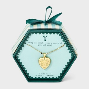 14K Gold Dipped Heart Charm Initial Necklace - A New Day™ Gold - 1 of 4
