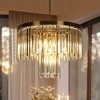 LNC Athean 7-Lights 21.7" Luxury and Glam Crystal Prism Tiered Crystal Chandelier,Gold - 2 of 4